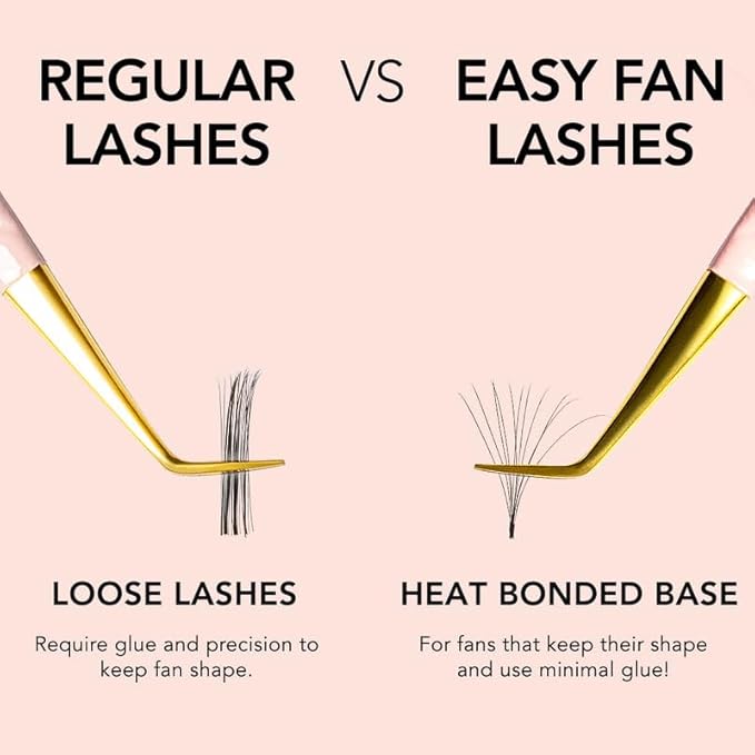 KIARA SKY LASH Premium Cashmere Easy Fan Lash Extensions | Soft Semi-matte natural finish | Fans like Butter | For Professional Eyelash Extensions Use Only | Black, (D-0.03-11MM)