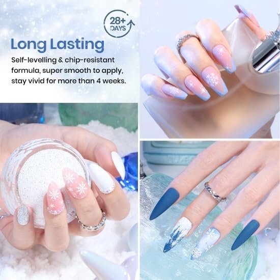 Beetles Blue Teal Gel Polish - Dark Navy Blue Colors Teal Turquoise Gel Nail Polish Jewel Tones Sparkle Nails Kit Nails Design Soak Off UV DIY Manicure Gift for Girls Women