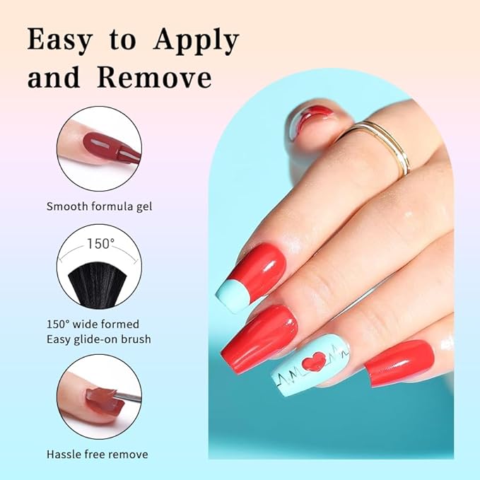 JR Nail Gel Polish Set 9pcs 15ml Bright Color Red Pink Blue Bowknot-Shaped Bottles Gel Polish Kit UV LED Soak Off Polish Home DIY Gift F