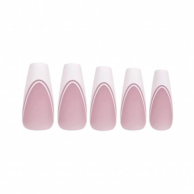Allkem Soft Gel Nail Tips - Medium Long Ballerina Nail Extensions Kit - 12 Sizes Full Cover Nails - Double French (240 Pieces)