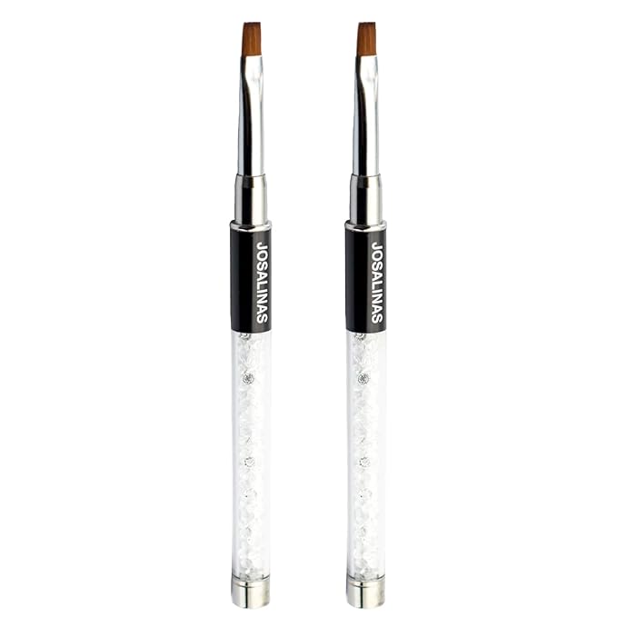 Nail Brushes Art Pen 2PCS, Gel Polish Painting Tools with Nail Extension Gel Builder, Salon at Home DIY Manicure (Black-Flat#6)