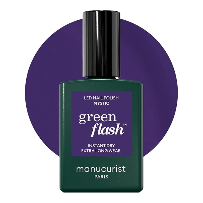 Manucurist Green Flash Gel Polish - Mystic (Deep Purple Blue) - UV & LED Gel Nail Polish - 12-Free, Bio-Sourced (84%) - Professional Manicure - 15 ml