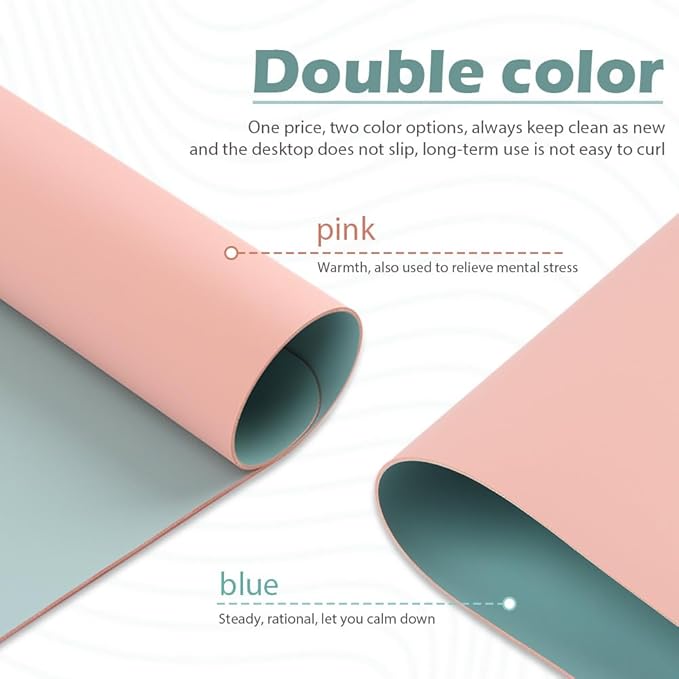 Foldable Nail Mat, Waterproof Manicure Pad 23.62x15.75 Inch | Perfect for Manicure at Home or Salon | Easy to Clean, Portable Design (Pink+Blue)