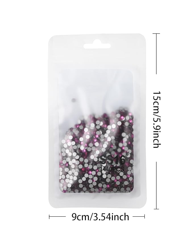 Flatback Glass Rhinestones,Bedazzler Gems 1440pcs Non Hotfix Crystal Rhinestones for Nail Charms Crafts Clothes Tumblers,Fuchsia,SS16
