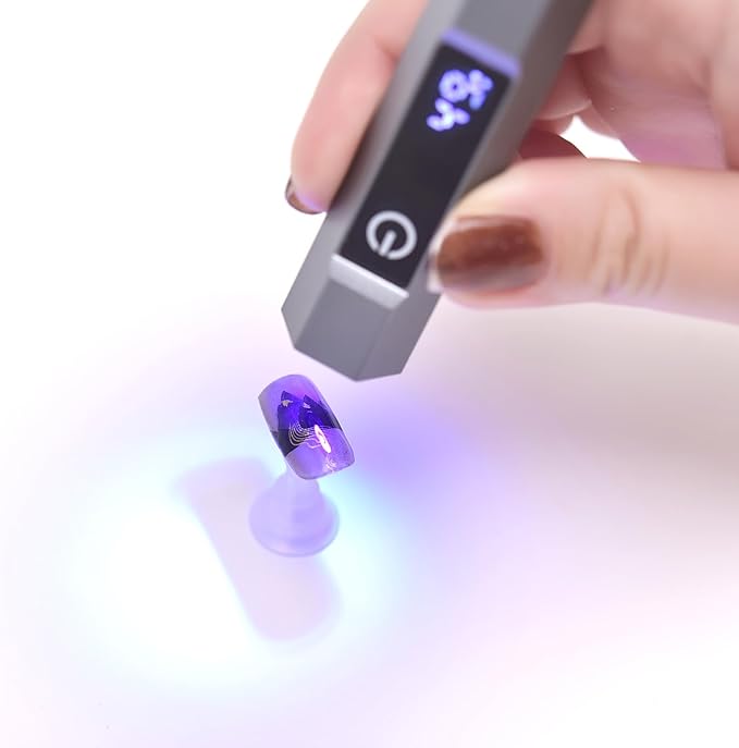 Handheld LED UV Light for Gel Nails Mini Nail Lamp Portable Cordless Rechargeable Type-C Nail Dryer with Display for Fast Curing, DIY Nails Tool, Grey, for Home DIY & Nail Salon