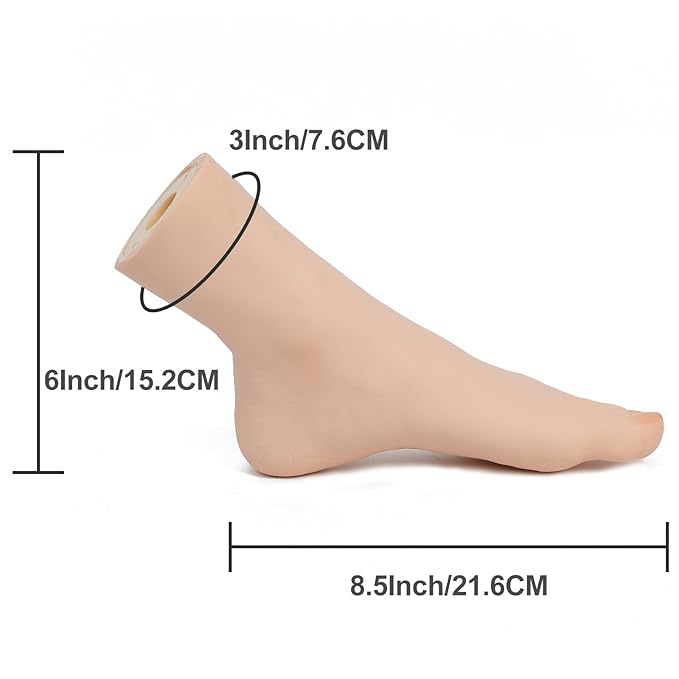 Practice Foot Model Soft Realistic Silicone Flexible Bendable Model Manicure Tool Fake Nail Foot for Nail Tips Art Training for Home Salon DIY (Left)