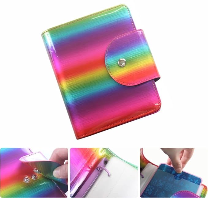 VNC 20 Slots Nail Art Stamp Plate Holder Stamping Plates Storage Bag Cases Rainbow Replaceable XL Plates Big Size 9.5x14.5CM Organizers (D-Rainbow)