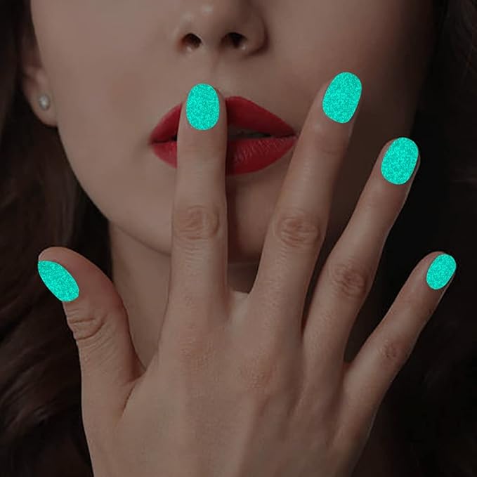 WOKOTO 12 Sheets Luminous Solid Nail Polish Strips with File - Self-Adhesive Glow in Dark Gel Nail Strips Stick On Nails Stickers Full Wraps for Women Nail Art Polish Stickers for Nails