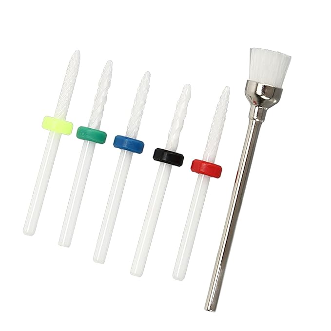 Cramic Bits for Nail Drill 6pcs Nail Drill Bit Set Professional Home Salon Ceramic Cuticle Remover Bits Acrylic Nail Art Tools for Manicure Pedicure Home Salon
