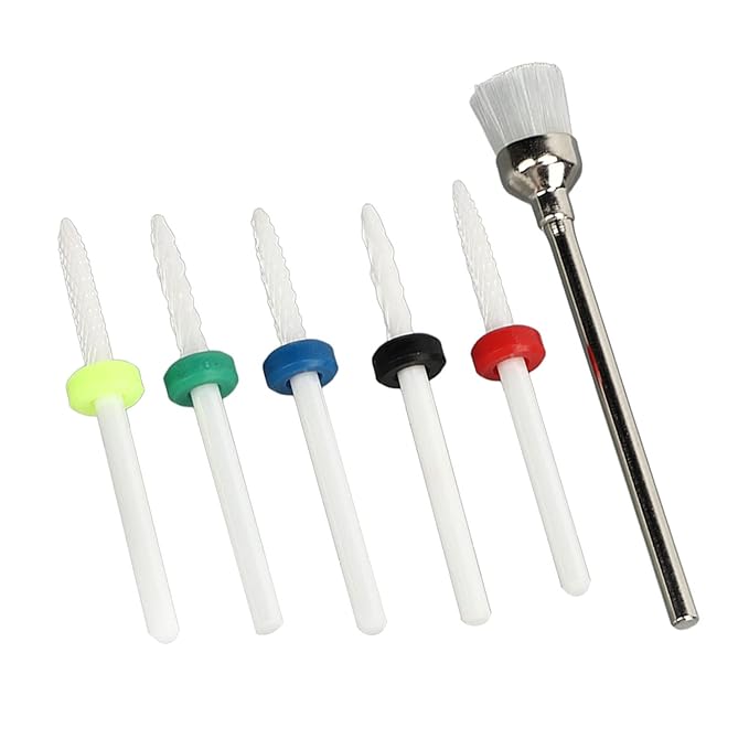 6pcs Ceramic Nail Drill Bits Set, Drill Bits for Nails Rotary Burrs for Acrylic Electric Manicure Pedicure Nail File Machine