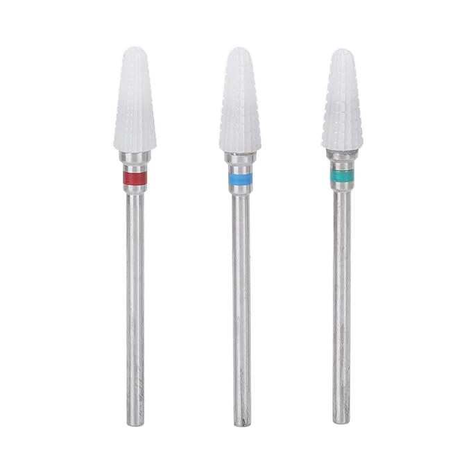 3pcs Nail Drill Bits, Ceramic Nail Drill Bit Set Gel Removal Nail Polishing Grinding Bit Accessory for Electric Nail Drill
