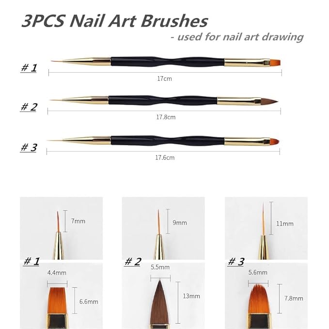 5Pcs Nail Art Tools - Resin Nail Art Palette, 1 Polygel Brush Picker Brush, 3 Nail Art Painting Brushes, Nail Polish Mixing Palette Double-Ended Pen Nail Liner Brush Nail Drawing Brushes