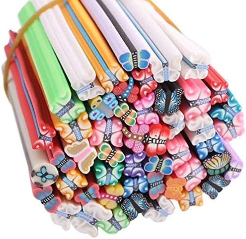 RD-01358 Decor Rhinestone 50PC 3D Mixed Color Nail Art Tools Canes Stick Rods Polymer Clay Nail Stickers Decora Decoration - (Type: Butterfly)