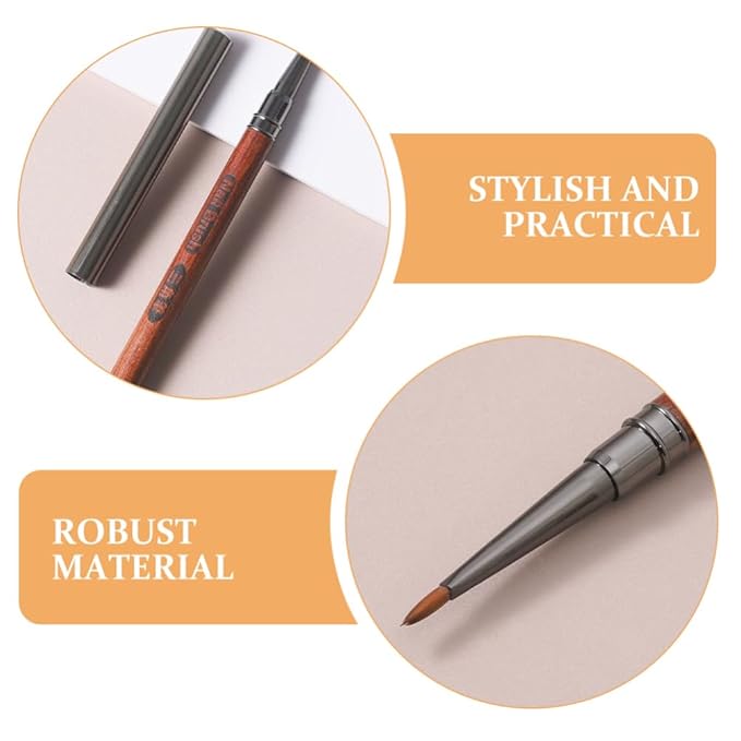 FRCOLOR Sandalwood Handle Manicure Pen with Cap Ergonomic Triangular Nail Art Brush for Precise Embossing and Painting Diy Nail Designs