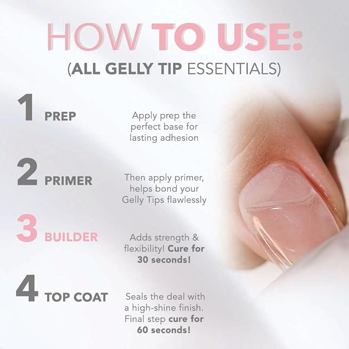 KIARA SKY Gelly Tips Essential Kit | Includes Prep, Top Coat, Builder, Primer 0.5 fl oz
