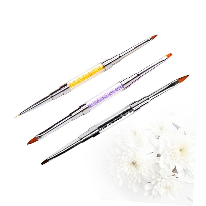 Nail Art Pen Set 3pcs Portable Nail Art Brush Long Handle Manicure Brush for Home Professional Use