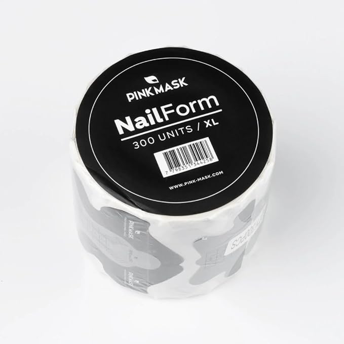 PINK MASK Nail Form XL- Pro XL Nail Forms - Premium Die-Cut Molds for Gel & Acrylic Nail Extensions (300 Pack)