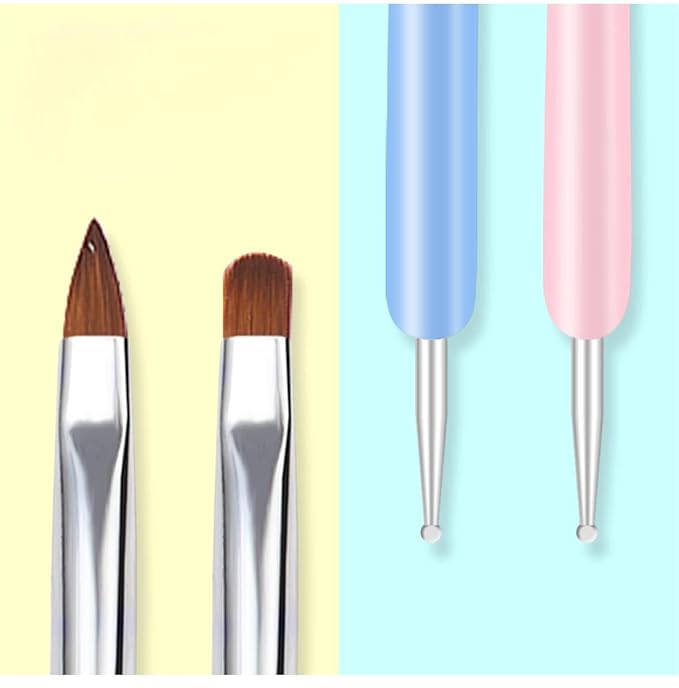 Nail Art Brushes, 6Pcs Nail Art Painting Tools with Nail Art Fine Liner Brush, Nail Design Painting Brushes Set, Builder Gel Brush, Nail Dotting Pen for Gel Polish Manicure Salon DIY, Multicolor