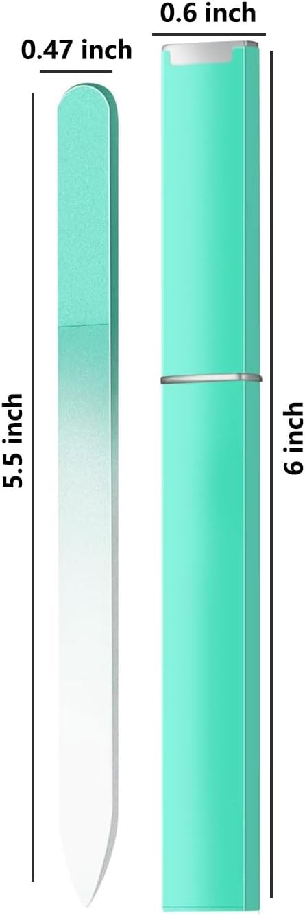 6 Pack Glass Nail Files for Natural Nail Professional Crystal Fingernail Files Double-Sided Etched Gentle Nail Care for Women Adults
