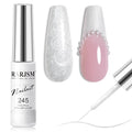 RARJSM Pearl White Gel Liner Nail Art Pearlescent Silver Shell Glitter Swirl Effect Gel Polish 8ml Build in Thin Brush Painted Drawing Striper Soak off Curing Requires for Home Salon
