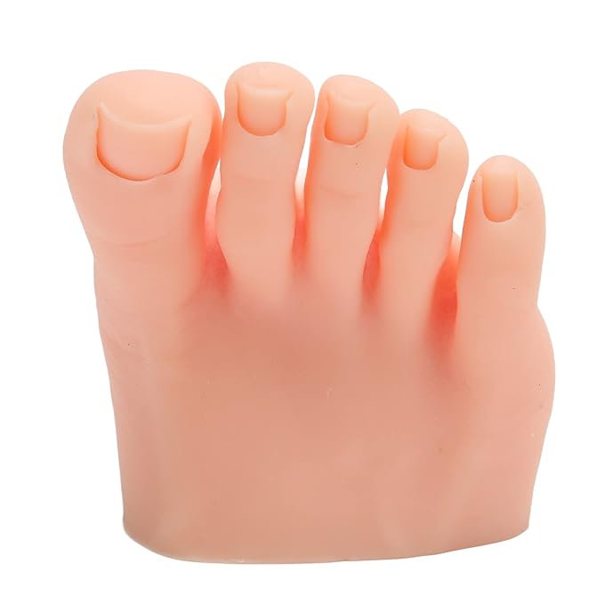 Nails Art Training Display Fake Half Foot Model, Nail Art Foot Model, Light Skin Color Practice Silicone Foot Model (Right)