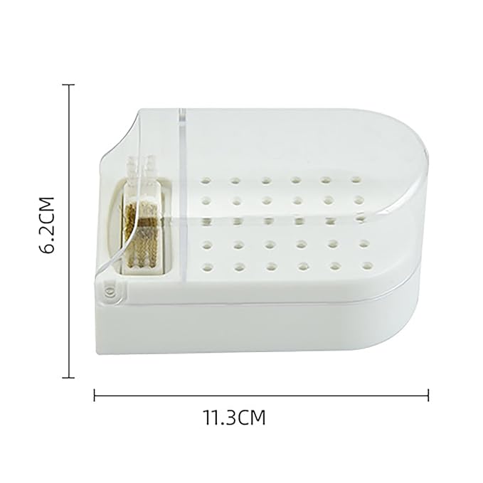 HURRISE Nail Drill Bit Holder,Nail Drill Bit Display Box Nail Drill Bit Storage Plastic 30 Holes Transparent Portable Nail Drill Bit Holder with Cleaning Brush (White)