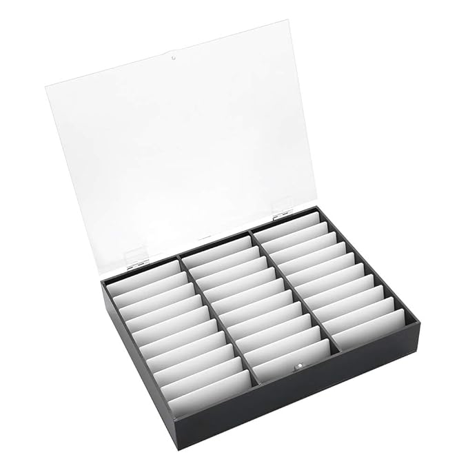 Rosvola Nail Art Display, Nail Storage Organizer Box, Empty Nail Tips Storage Box with cover Fake Nail Display Case for Nail Salon Home Use (Black)