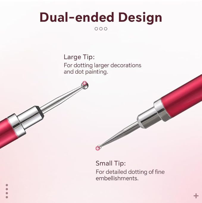 5Pcs Nail Art Dotting Tool Set Double-Ended Dotting Pens & Embossing Stylus for Gel & Acrylic Nails Manicure Brush for Nail Design, Painting, Sculpting & DIY Decorations (Red)