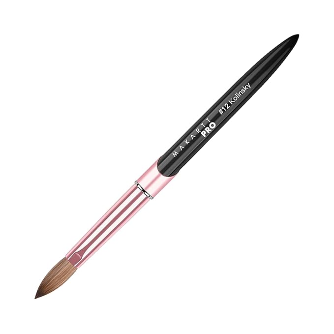 MakarttPro 100% Kolinsky Acrylic Nail Brush #12 – Pure Kolinsky Hair for Smooth Application, Monomer & Acetone Resistant Handle, Anti-Clogging, Durable Professional Nail Art Brush