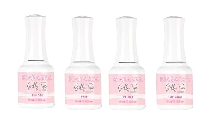 KIARA SKY Gelly Tips Essential Kit | Includes Prep, Top Coat, Builder, Primer 0.5 fl oz