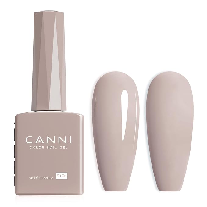 CANNI Nude Gel Nail Polish, 1Pcs Nude Light Brown Gel Polish Color Nail Polish High Gloss Soak Off U V Nail Manicure Salon DIY at Home
