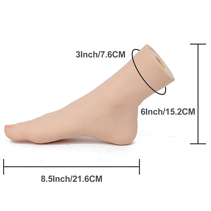 Practice Foot Model Soft Realistic Silicone Flexible Bendable Model Manicure Tool Fake Nail Foot for Nail Tips Art Training for Home Salon DIY (Right)