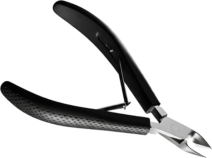 Fine Edge Cuticle Trimmer & Nippers, Scissor, Silicone Handle Nail Tools for Precise Removal, Durable Washable Cuticle Cutter & Remover Nail Clippers (Black 1PC)