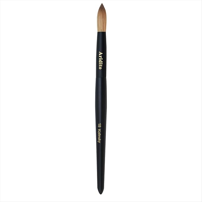 Kolinsky Round Head Acrylic Nail Art Brush Set, Black Wooden Handle, Silver Metal, Size 8 10 12 14 16 18, for Professional Manicure DIY Home Salon (18# Kolinsky)