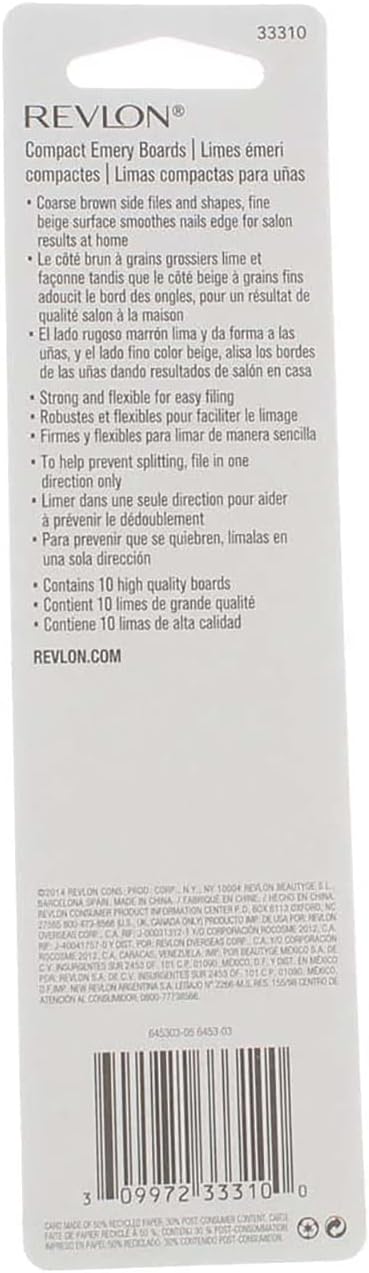 Revlon Compact Emery Board 10 ea (Pack of 6)