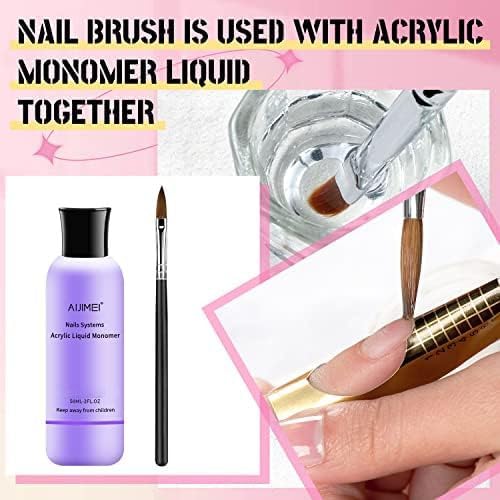 AIJIMEI Acrylic Monomer Liquid Kit 2 fl.oz AcrylicLiquid Nail System Manicure Tools AcrylicMonomer with 1.4 fl.oz Nail Brush Cleaner and AcrylicNail Brush (Acrylic Brush Set)