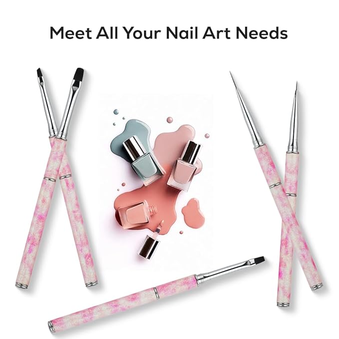 Nail Art Brushes Set Nail Art Design Pen Painting Tools with Nail Extension Gel Brush,Nail Polish Brush, Builder Nail Gel Brush, Nail Art Liner Brush for Salon Gift for Girls Women (Flower)