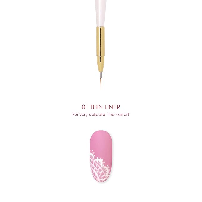 Daily Charme Nail Art Brush / 01 Thin Liner, Ultra Thin Fine Tip, Nail Tool for Delicate Fine Nail Art Manicure Designs, DIY Home/Professional