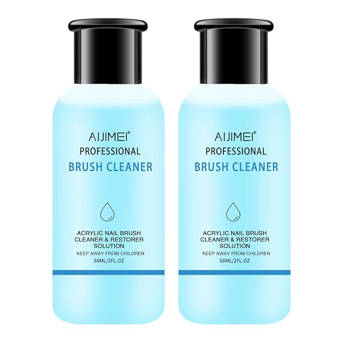 AIJIMEI Acrylic Nail Brush Cleaner Acrylic Brush Cleaners Liquid Acrylic Paint Brush Cleaner Nails Artist Acrylic 2PCS 58ml/2 FL.OZ