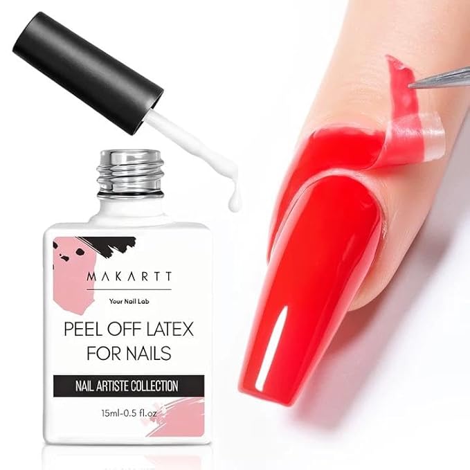 Makartt Liquid Latex for Nails: Nail Polish Barrier Peel Off for Clean Edges, Quick Dry Peel Off Cuticle Guard, Latex Tape for Nails Gel Polish, Stamping, Chrome Powder for Nail Art Home Salon Use