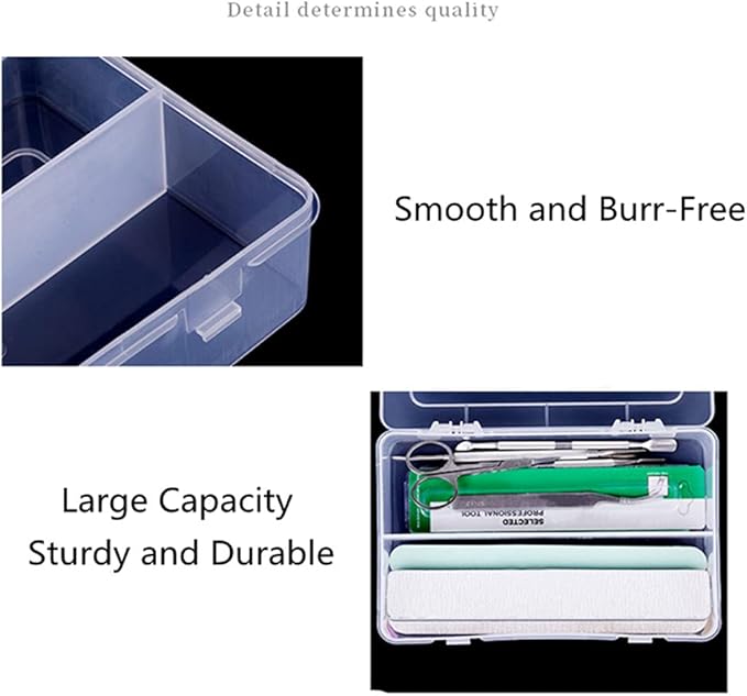 Plastic Nail Art Tools Organizer Nail Brushes Container Case Manicure Tools Holder Double Layers Large Capacity Nail Tools Storage Box (clear)