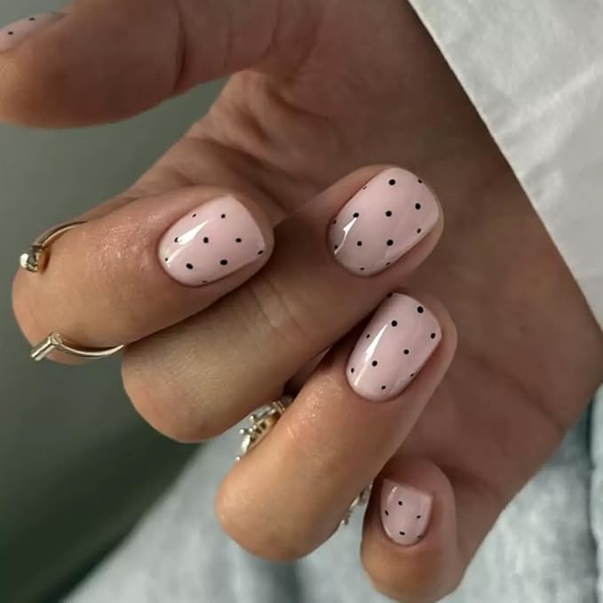 6 Packs (144 Pcs) Press on Nails Short Square Fake Nails Nude False Nails with Designs Ombre White French Tip Pink Brown Glue on Nails Full Cover Glossy Acrylic Stick on Nail for Women Manicure