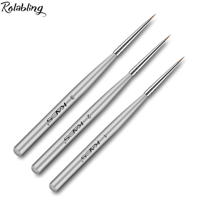 3PCS/SET Professional Acrylic Nail Art Brush Set for UV Gel Nail Art Tips Drawing Brush Pen Nail Art Tools (Size3-4)