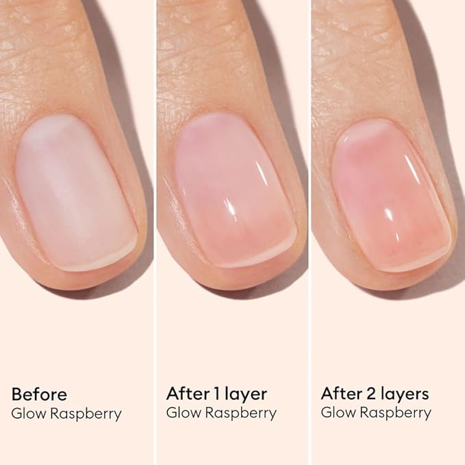 Manucurist Active Glow Raspberry Nail Polish & Care - Ultra-Glowy 2 in 1 Nail Concealer & Care - Plant-Based Ingredients: Sweet Almond Oil, Raspberry - Gifts for Women - Gifts for Her