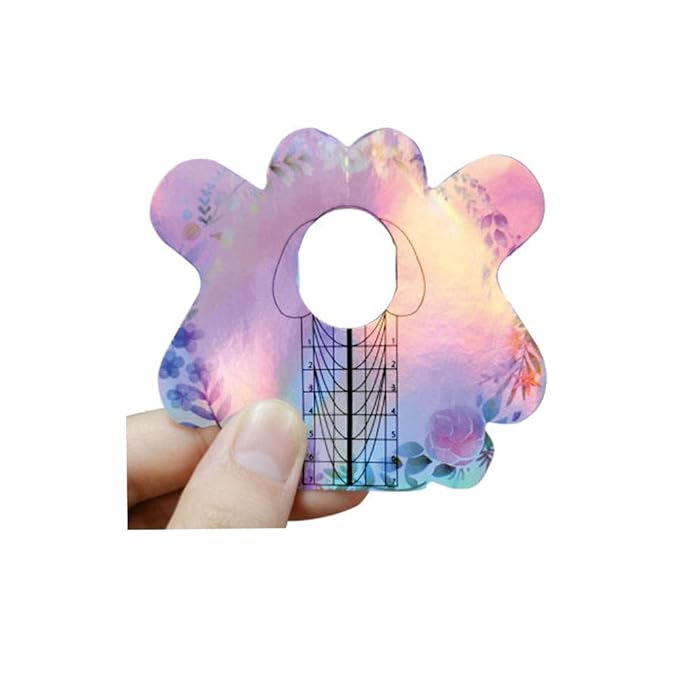 100PCS Nail Form Laser Pink Acrylic Nail Extension Sticker, Poly Gel Sticker,Nail Extension Forms,Self-Adhesive Nail Tips Guide Stencil Manicure Tool