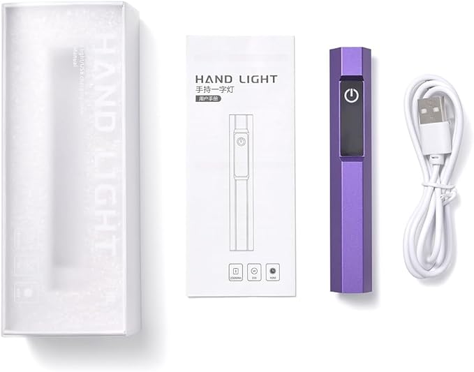 Handheld LED UV Light for Gel Nails Mini Nail Lamp Portable Cordless Rechargeable Type-C Nail Dryer with Display for Fast Curing, DIY Nails Tool, Purple, for Home DIY & Nail Salon