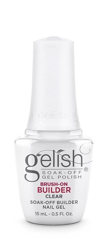 Gelish Brush-On Builder - Professional Soak-Off Gel Polish for Extensions, Overlays, Nail Art, Self-Leveling, HEMA-Free, Vegan, Long-Lasting, UV/LED Cured (Clear)