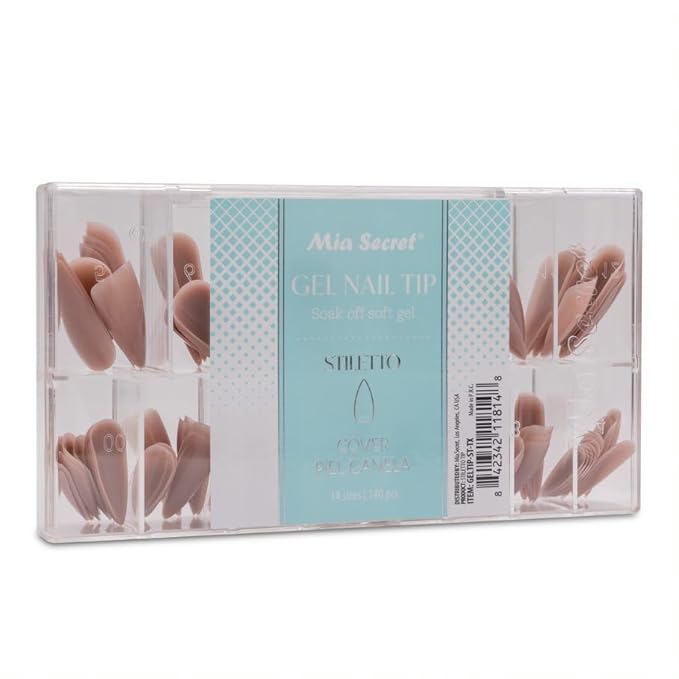 Mia Secret Soak off Soft Gel Nail Tip MADE IN USA for Salon and DIY (Cover Piel Canela, Stilleto)
