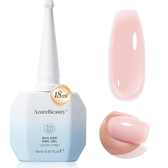 AZUREBEAUTY Builder Nail Gel, 18ml 7-in-1 Rose Blush, Beginner Friendly, 30-Day Nail Strengthener Extension Glue, For Home Salon DIY & Gifts