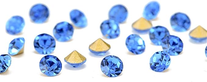 1440pcs Rhinestones Round Point Back Crystal Gem Glass Diamante Rhinestones Nail Art Decoration Jewelry Finding Beads Craft Gems (Blue, 2.5mm)